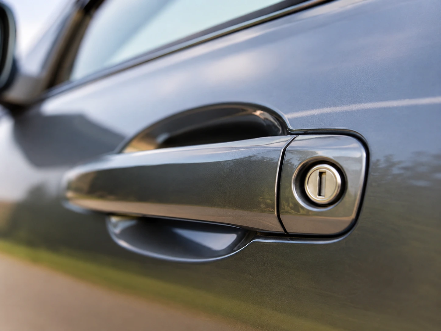 Car door lock close-up