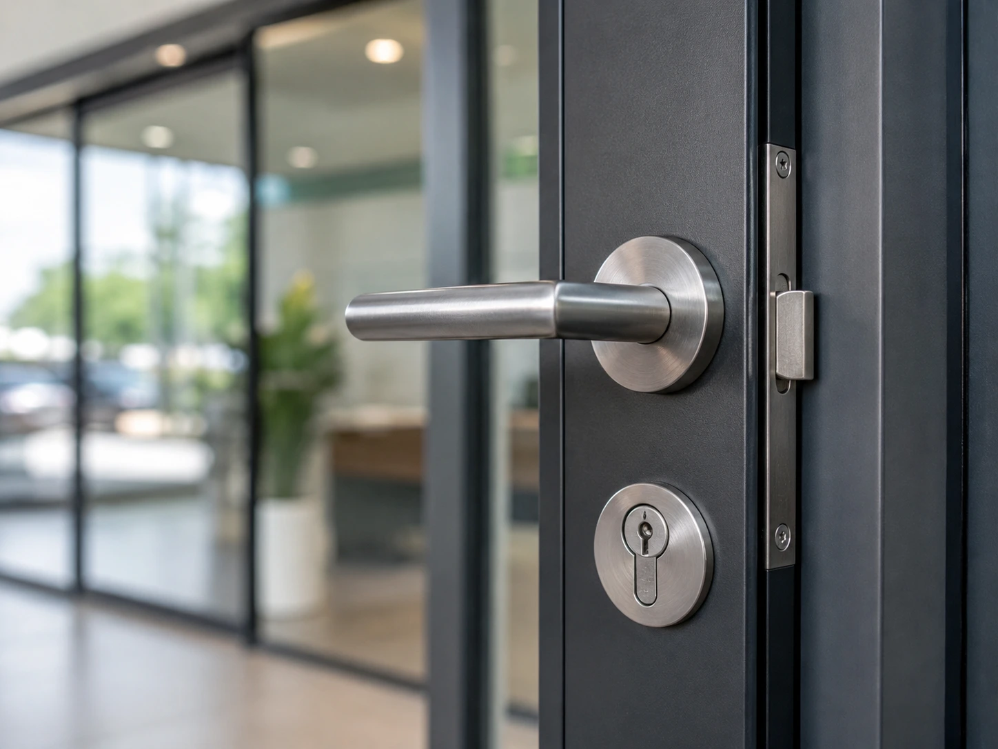Office door lock close-up